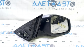 Right side mirror assembly for BMW 3 Series F30 4D 13-18 USA, 5 pins, matte mount, BSM, turn signal, silver