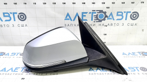 Right side mirror assembly for BMW 3 Series F30 4D 13-18 USA, 5 pins, matte mount, BSM, turn signal, silver