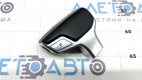 Gear knob assembly for Audi Q8 19-25, black leather, chrome, scratches