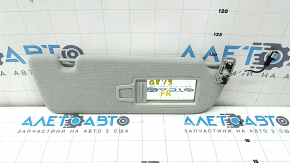 Right visor for Audi Q8 19-23, gray, without hook, illuminated, dry-cleanable