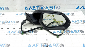 Right side mirror assembly for Audi Q8 19-25, 15 pins, heated, auto-dimming, BSM, backlight, turn signal, black, broken connector mount