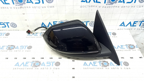 Right side mirror assembly for Audi Q8 19-25, 15 pins, heated, auto-dimming, BSM, backlight, turn signal, black, broken connector mount