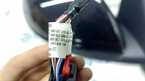 Right side mirror assembly for Audi Q8 19-25, 15 pins, heated, auto-dimming, BSM, backlight, turn signal, black, broken connector mount
