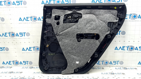 Door trim panel, rear left, Audi Q8 19-25, black leather, no curtain, black leather armrest, with speaker trim, with wood insert, with backlight, with handle, worn, butt