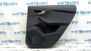 Door trim panel, rear right, Audi Q8 19-25, black leather, no curtain, black leather armrest, with speaker trim, with wood insert, with backlight, with handle, dents