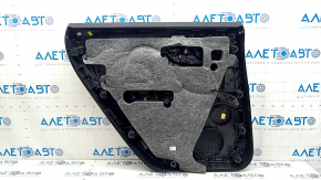 Door trim panel, rear right, Audi Q8 19-25, black leather, no curtain, black leather armrest, with speaker trim, with wood insert, with backlight, with handle, dents