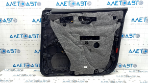 Front left door panel for Audi Q8 19-25, black leather, black leather armrest, with speaker trim, wood trim, backlit, with handle, tear, scratches, dents