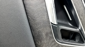 Front left door panel for Audi Q8 19-25, black leather, black leather armrest, with speaker trim, wood trim, backlit, with handle, tear, scratches, dents