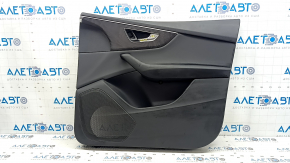 Front right door panel for Audi Q8 19-25, black leather, black leather armrest, with speaker trim, with wood insert, with backlight, with handle, dents, scratches