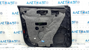 Front right door panel for Audi Q8 19-25, black leather, black leather armrest, with speaker trim, with wood insert, with backlight, with handle, dents, scratches