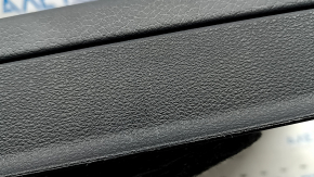 Front right door panel for Audi Q8 19-25, black leather, black leather armrest, with speaker trim, with wood insert, with backlight, with handle, dents, scratches