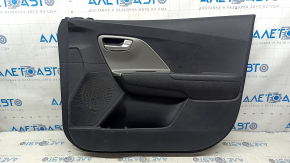 Black front right door panel for a Kia Niro 17-22, gray insert, rubber armrest, scratches, needs cleaning, nicks
