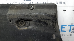 Left underbody protection for Kia Niro 17-22 HEV, PHEV is worn, torn, pinched, and has cracks.