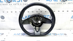 Nissan Rogue Sport 19-21 black leather steering wheel with heating, adaptive cruise control, no buttons, needs cleaning, scratch, broken mount