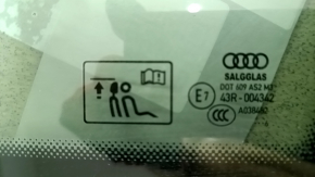 Rear right window, blind glass, Audi A6 C7 16-18 restyling, damaged seal, scratches