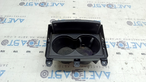 Audi A6 C7 12-18 center console cup holder, black leather with chrome, dry-cleanable
