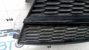Right front bumper grille for Audi A6 C7 16-18, mesh, gloss black, sand