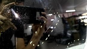 Sunroof assembly for Audi A6 C7 12-18, black curtain, scratches and paint on the glass