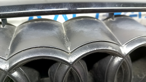 Radiator grille assembly for an Audi A6 C7 16-18, matte finish + gloss black, with a "quattro" emblem, compatible with parking sensors, emblem in film, sand, broken fasteners, bulging film