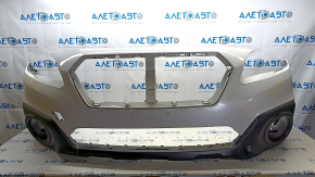 Front bumper bare Subaru Outback 15-17 white, dented, broken, broken fasteners, scratches, holes from screws, painted