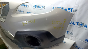 Front bumper bare Subaru Outback 15-17 white, dented, broken, broken fasteners, scratches, holes from screws, painted