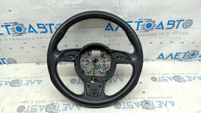 Audi A6 C7 12-18 black leather steering wheel, heated, with paddle shifters, no buttons or paddles, worn, scratches