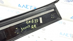 Mazda CX-5 17-24 right rear side door trim, front, glossy, broken fasteners, scratches