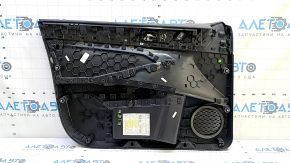 Front right door panel for VW Jetta 19-21, black with black leather insert, leather armrest, gray type 2 molding, with central locking button, scratches