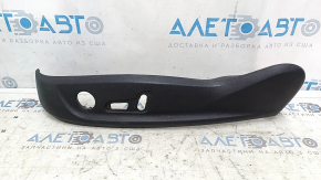 The driver's seat control cover for the Audi A6 C7 12-18 is black, has scratches, and the fasteners are broken.
