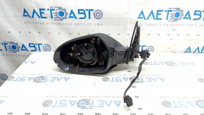 Left side mirror assembly for Audi A6 C7 12-18, 12 pins, for auto storage, graphite, with turn signal, with cover, without mirror element, scratches, cracks, sand