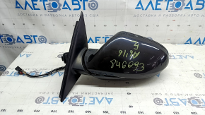 Left side mirror assembly for Audi A6 C7 12-18, 12 pins, for auto storage, graphite, with turn signal, with cover, without mirror element, scratches, cracks, sand