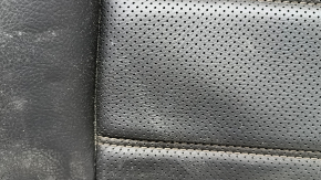 Rear seat backrest, 2nd row, left, Mazda CX-5 19-22, black leather, perforated, with brown stitching, without headrest, dented, cracked, needs cleaning