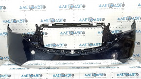 Front bumper, bare, Mazda CX-5 22-25, without parking sensors, blue, torn, broken fasteners, scratches, missing fragment