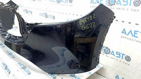Front bumper, bare, Mazda CX-5 22-25, without parking sensors, blue, torn, broken fasteners, scratches, missing fragment