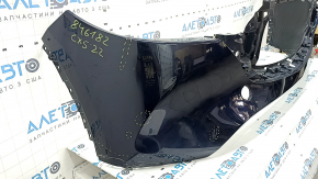 Front bumper, bare, Mazda CX-5 22-25, without parking sensors, blue, torn, broken fasteners, scratches, missing fragment