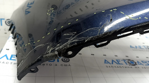 Front bumper, bare, Mazda CX-5 22-25, without parking sensors, blue, torn, broken fasteners, scratches, missing fragment