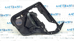 Rear left door panel for Mazda CX-5 17-23 with black leather insert, black leather armrest, dark wood molding, with handle, scratches, abrasions
