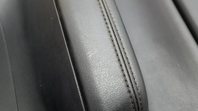 Rear left door panel for Mazda CX-5 17-23 with black leather insert, black leather armrest, dark wood molding, with handle, scratches, abrasions
