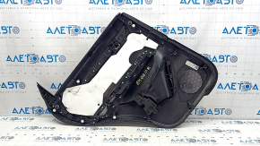 Right rear door panel for Mazda CX-5 17-23 with black leather insert, black leather armrest, dark wood molding, with handle, scratches, dents, tear