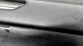 Right rear door panel for Mazda CX-5 17-23 with black leather insert, black leather armrest, dark wood molding, with handle, scratches, dents, tear