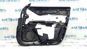 Mazda CX-5 17-23 BOSE front left door panel, with black leather insert, black leather armrest, dark wood molding, with handle, scratches, abrasions