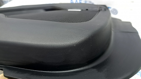 Mazda CX-5 17-23 BOSE front left door panel, with black leather insert, black leather armrest, dark wood molding, with handle, scratches, abrasions