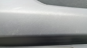 Mazda CX-5 17-23 BOSE front left door panel, with black leather insert, black leather armrest, dark wood molding, with handle, scratches, abrasions