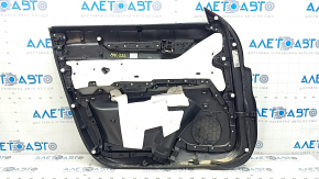 Mazda CX-5 17-23 BOSE front right door panel, with black leather insert, black leather armrest, dark wood molding, with handle, scratches, dent