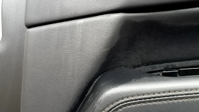 Mazda CX-5 17-23 BOSE front right door panel, with black leather insert, black leather armrest, dark wood molding, with handle, scratches, dent