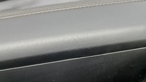 Mazda CX-5 17-23 BOSE front right door panel, with black leather insert, black leather armrest, dark wood molding, with handle, scratches, dent