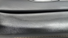 Mazda CX-5 17-23 BOSE front right door panel, with black leather insert, black leather armrest, dark wood molding, with handle, scratches, dent