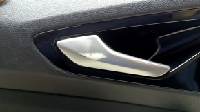 Door trim, rear left Volkswagen ID.4 21-22, black, brown leather armrest, glossy black insert, with handle, worn, paint peeled off the handle