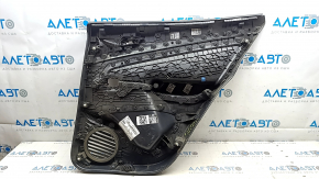 Door trim, rear left Volkswagen ID.4 21-22, black, brown leather armrest, glossy black insert, with handle, worn, paint peeled off the handle