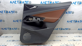 Door trim panel rear right Volkswagen ID.4 21-22 black, brown leather armrest, insert black gloss, with handle, scratches